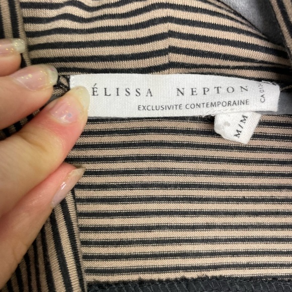 Melissa Nepton stripes mix media turtleneck top - Picture 4 of 7